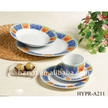 20pcs/30pcs Round Ceramic Dinner Set Rim Various Decal Design Good Quality Porcelain Dinnerware Set